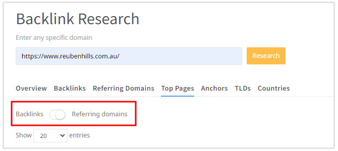 switch backlinks to referring domains